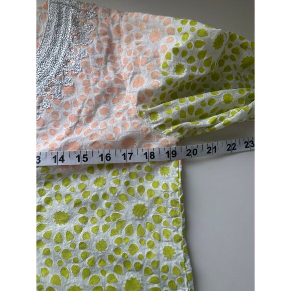 Roberta Roller Rabbit Sz S 100% Cotton Tunic‎ Top Embroidered Metallic Trim Boho - Picture 6 of 13